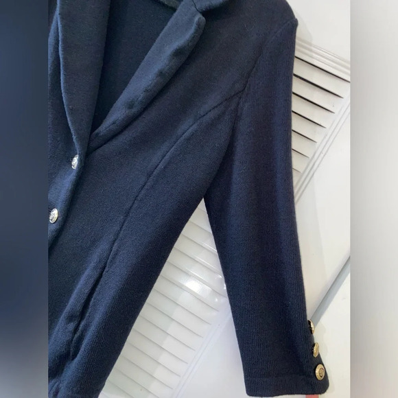 ST John Basics Santana black knit blazer with gold buttons size 10 - Picture 3 of 8